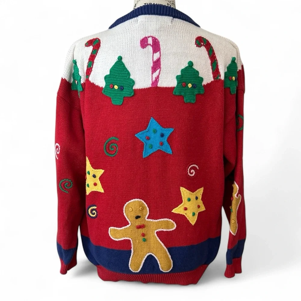 Jack B. Quick Holiday Christmas Gingerbread Whimsical Unique Ugly VTG Sweater